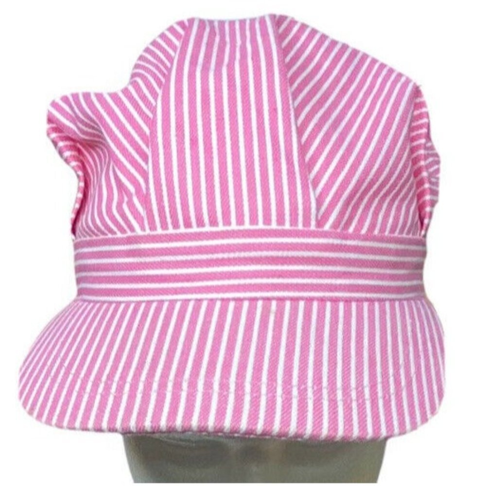 SI Girls Youth Newsboy Striped Hat Pink White